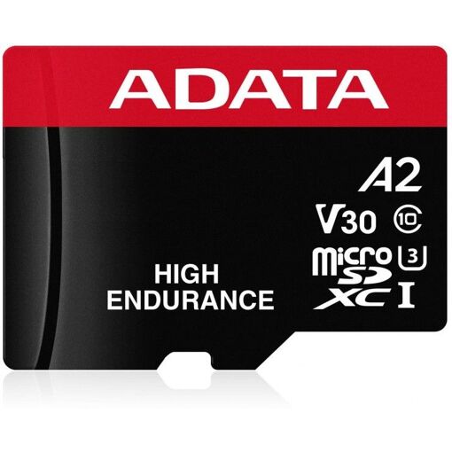 ADATA High Endurance MicroSDXC Card (SD Adapter Included) - 64GB - A2 / V30 Video Class / UHS-I U3 / Class 10
