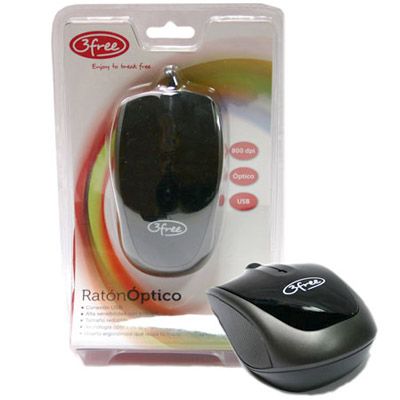 3FREE Optical USB Mouse MCN301 - Black (Size: Medium, Color: Black)