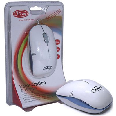 3FREE Optical Mouse USB 800DPI, White Blue Design (MCM101/WB)