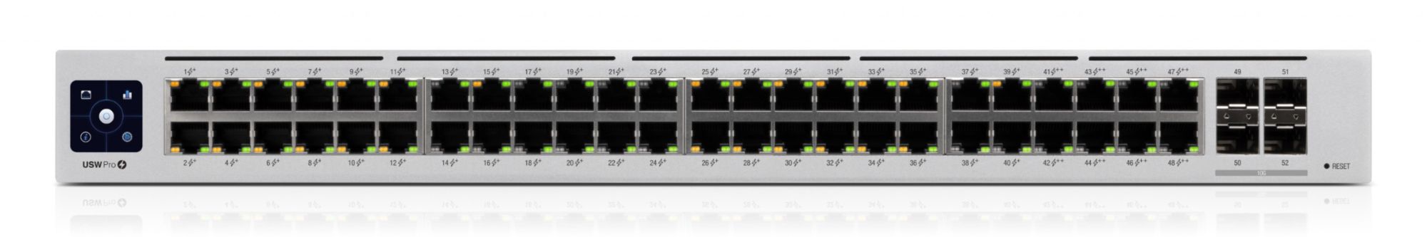 Ubiquiti UniFi Switch USW-PRO-48-POE - Commutateur - Géré - 48 x 10/100/1000 (40 PoE+, 8 PoE++) + 4 x Ethernet 10 Go SFP+ - Montable sur rack - PoE++ (600 W) - CA 120/230 V / CC 11,5/52 V