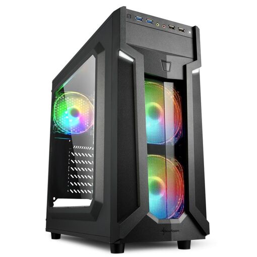 Caja de PC Sharkoon VG6-W RGB de Media Torre ATX con Ventana - Negro
