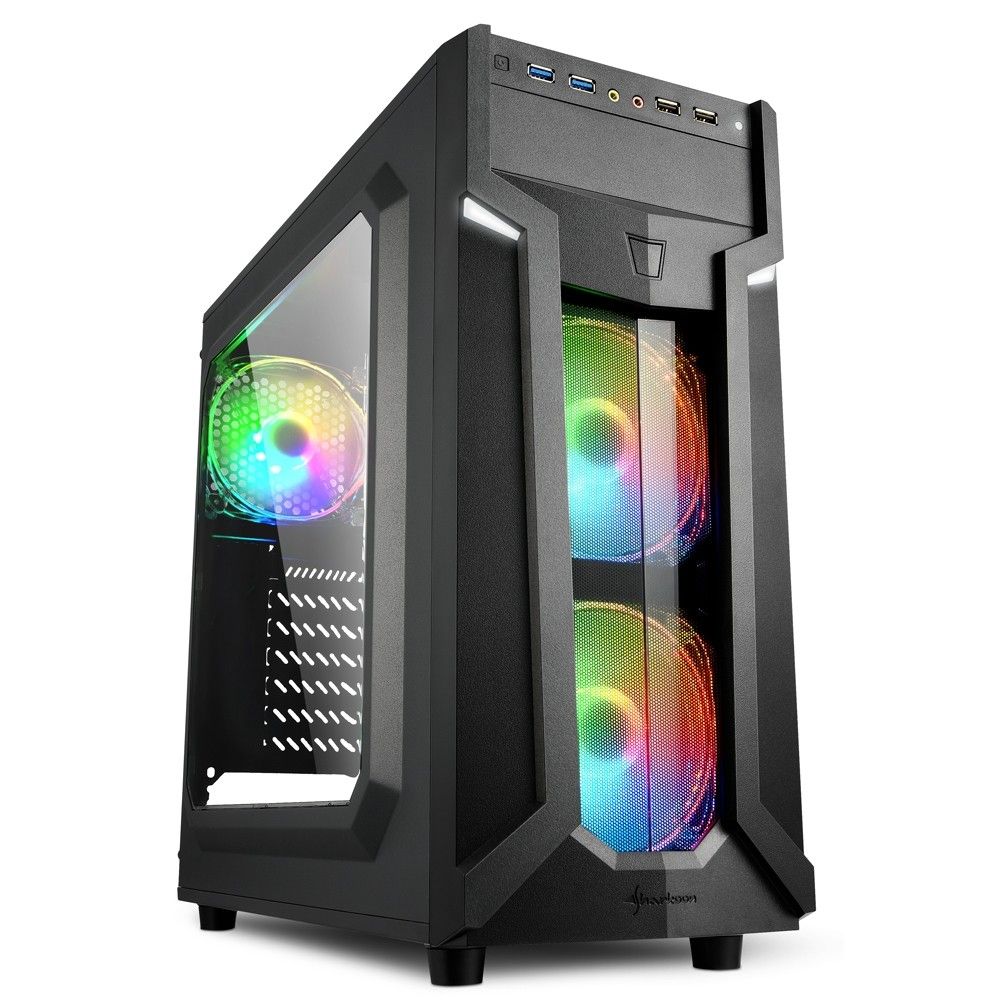 Sharkoon VG6-W RGB Mid-Tower ATX PC Case with Window - Black