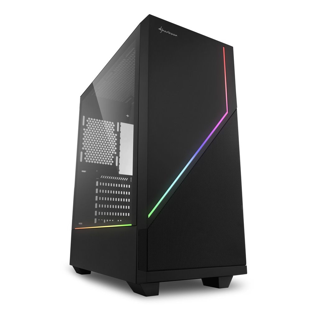 Sharkoon RGB Flow ATX Mid Tower Case with Glass Panel - Black