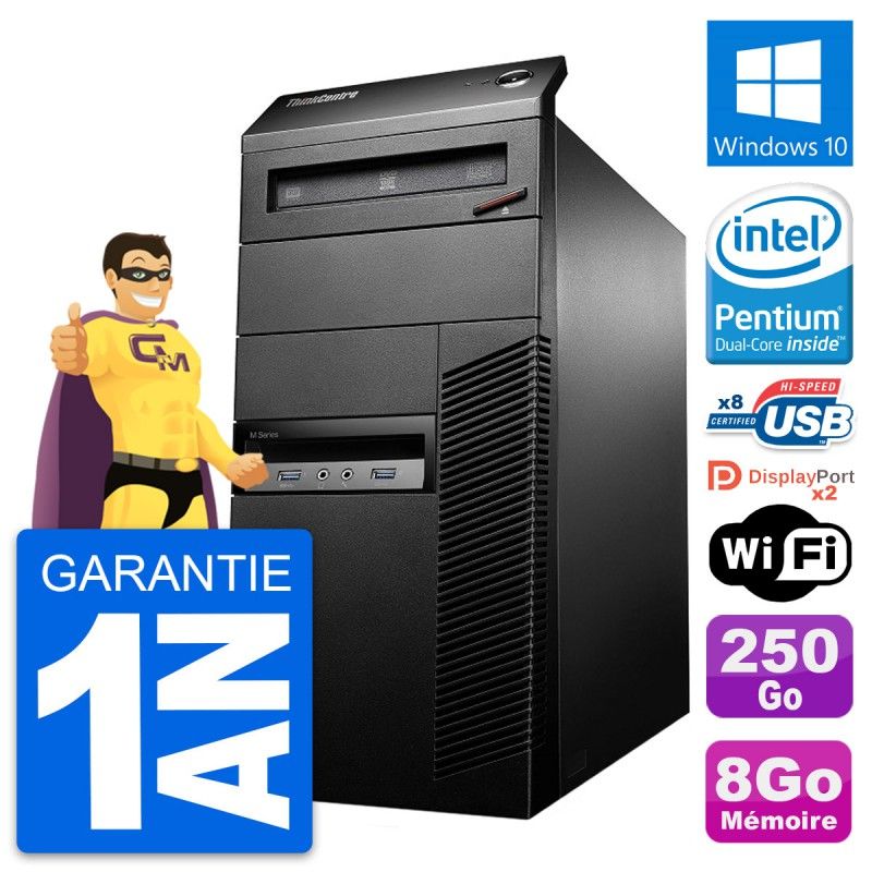 Lenovo ThinkCentre M93p Desktop PC - Intel Pentium G3220, 8GB RAM, 250GB HDD, Windows 10, WiFi
