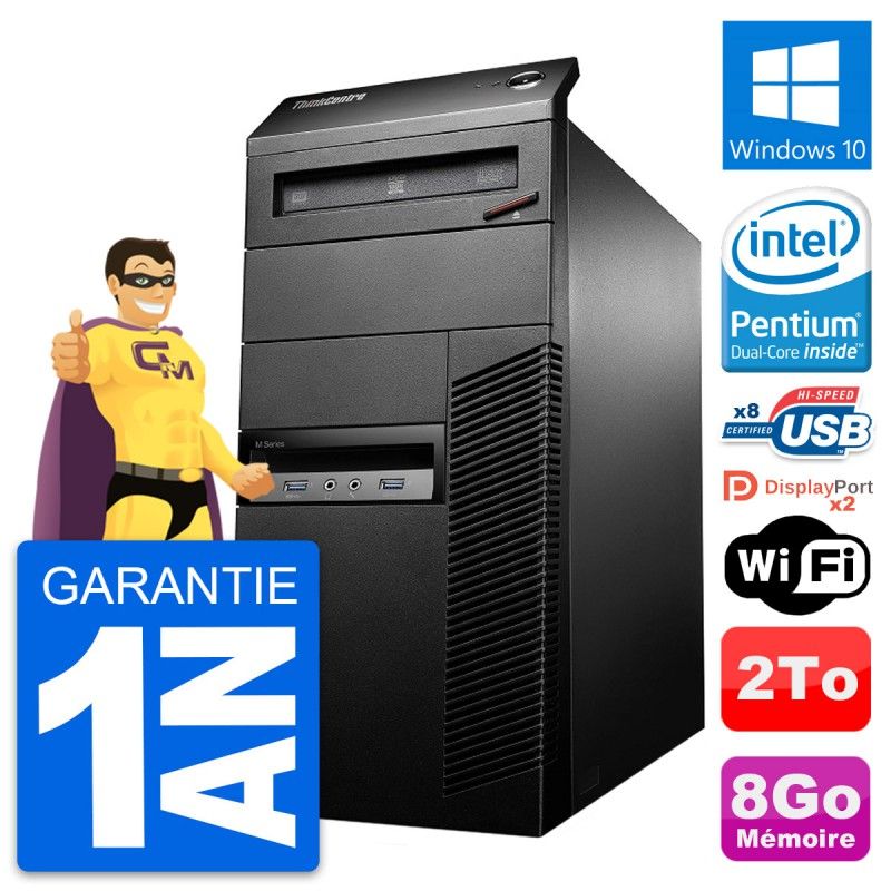 Lenovo ThinkCentre M93p Desktop Computer - Intel Pentium G3220, 8GB RAM, 2TB HDD, Windows 10, WiFi