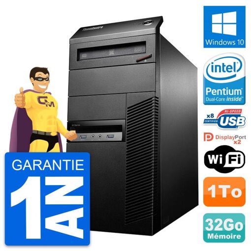 Lenovo ThinkCentre M93p Desktop PC - Intel Pentium G3220, 32GB RAM, 1TB HDD, Windows 10, WiFi