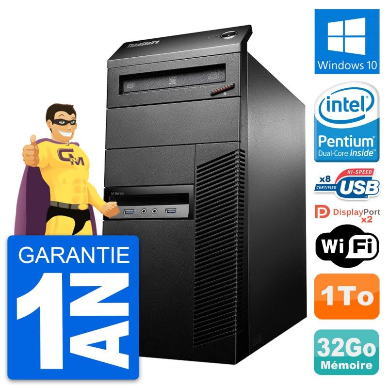 Lenovo ThinkCentre M93p Desktop PC - Intel Pentium G3220, 32GB RAM, 1TB HDD, Windows 10, WiFi