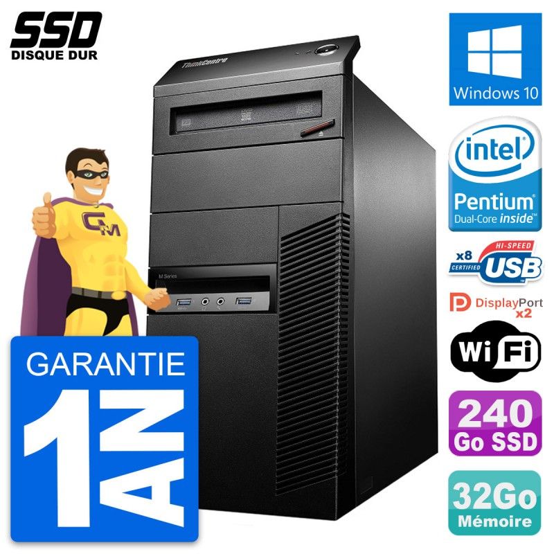 Lenovo ThinkCentre M93p Desktop PC - Intel Core i5, 32GB RAM, 240GB SSD, Windows 10, WiFi