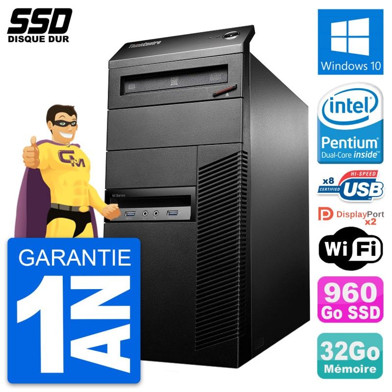 Lenovo ThinkCentre M93p Desktop PC - Intel Core i3-4170, 32GB RAM, 960GB SSD, Windows 10, WiFi