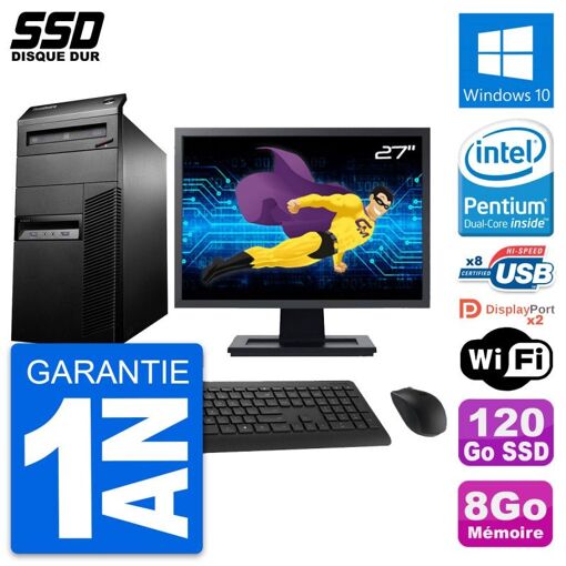 Lenovo M93p 27-inch Desktop Computer, Intel G3220, 8GB RAM, 120GB SSD, Windows 10, WiFi