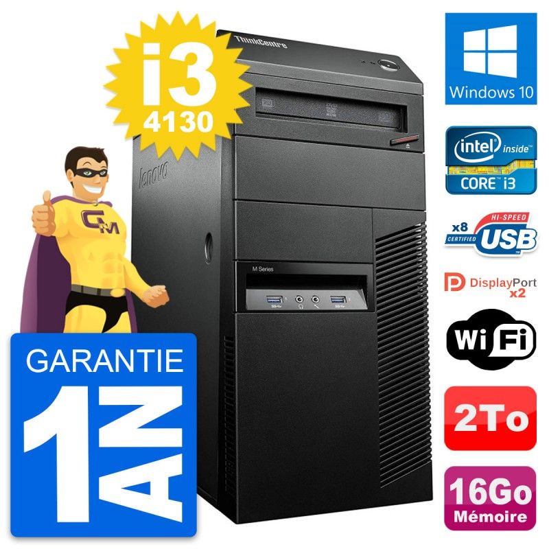 Lenovo ThinkCentre M93p Core i3-4130 16GB RAM 2TB HDD Windows 10 WiFi Desktop PC