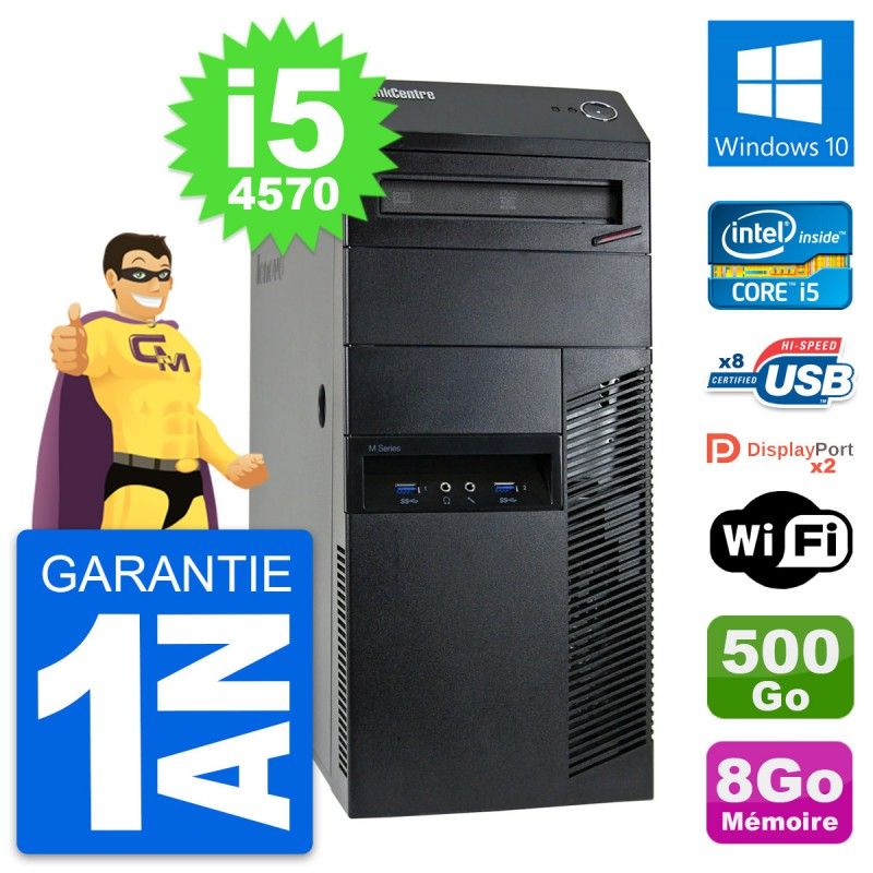 Lenovo M93p Desktop Computer - Intel Core i5, 8GB RAM, 500GB HDD, Windows 10, WiFi