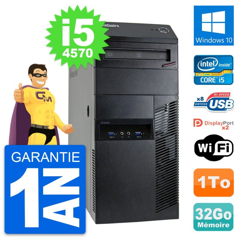 Lenovo ThinkCentre M93p Core i5-4570 32GB RAM 1TB HDD Windows 10 WiFi Desktop PC