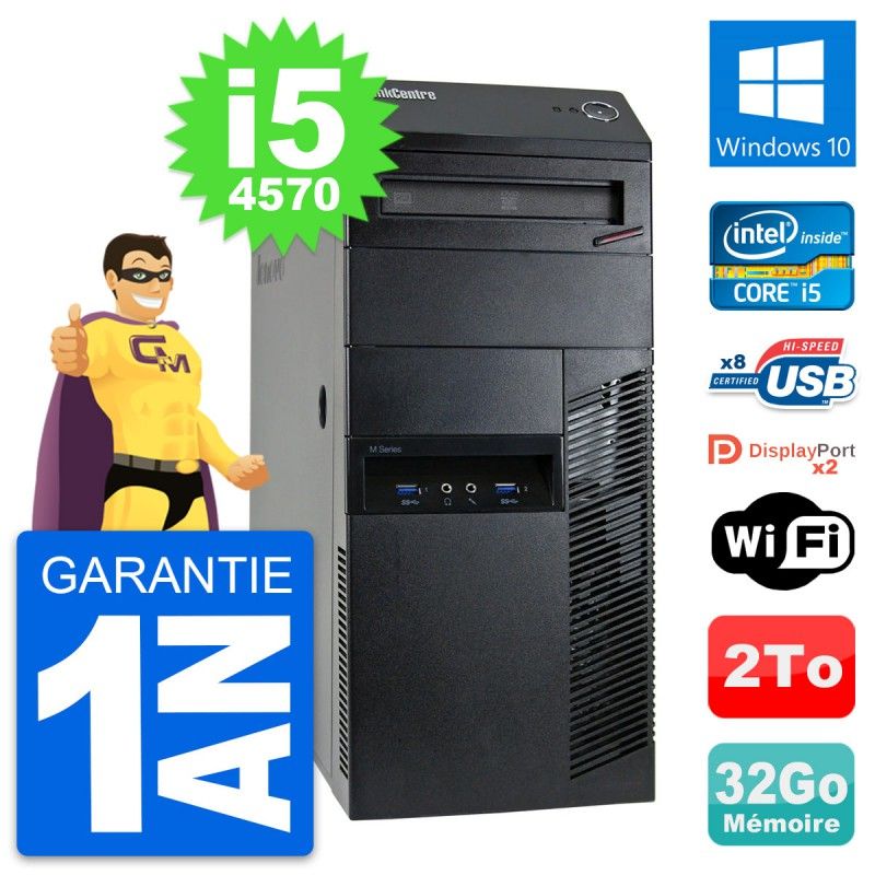 Lenovo ThinkCentre M93p Core i5-4570 32GB RAM 2TB HDD Windows 10 WiFi Desktop PC