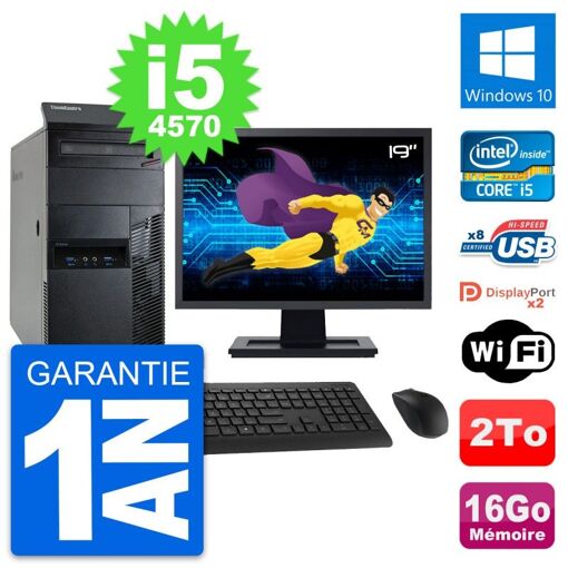 Lenovo M93p 19-inch Desktop PC - Intel i5, 16GB RAM, 2TB HDD, Windows 10