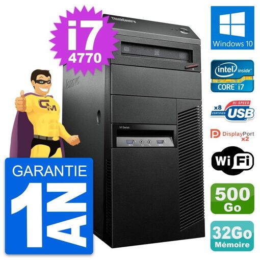 Lenovo ThinkCentre M93p i7-4770 32GB RAM 500GB HDD Windows 10 WiFi Desktop PC