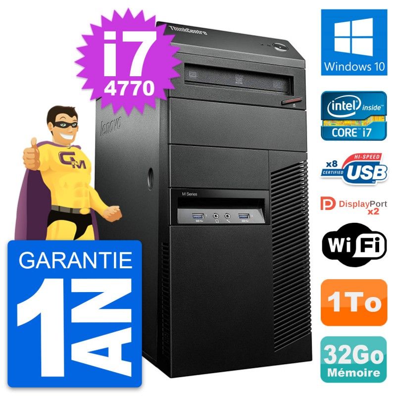 Lenovo ThinkCentre M93p Core i7-4770 32GB RAM 1TB HDD Windows 10 WiFi PC Tour