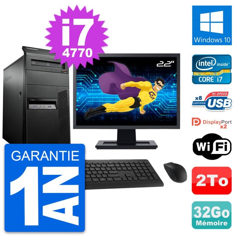 Lenovo M93p 22" Screen PC Tour - Intel i7-4770, 32GB RAM, 2TB HDD, Windows 10