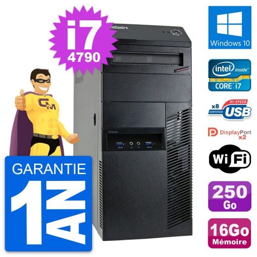 Lenovo ThinkCentre M93p i7-4790 16GB RAM 250GB HDD Windows 10 WiFi Desktop Computer