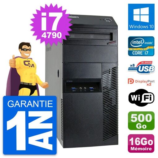 Lenovo ThinkCentre M93p Desktop PC - i7-4790, 16GB RAM, 500GB HDD, WiFi, Windows 10