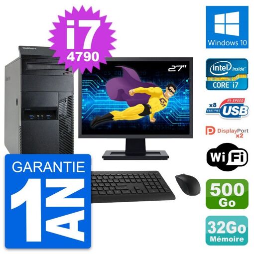 Lenovo M93p 27-inch All-in-One PC - Core i7, 32GB RAM, 500GB HDD, Windows 10, WiFi