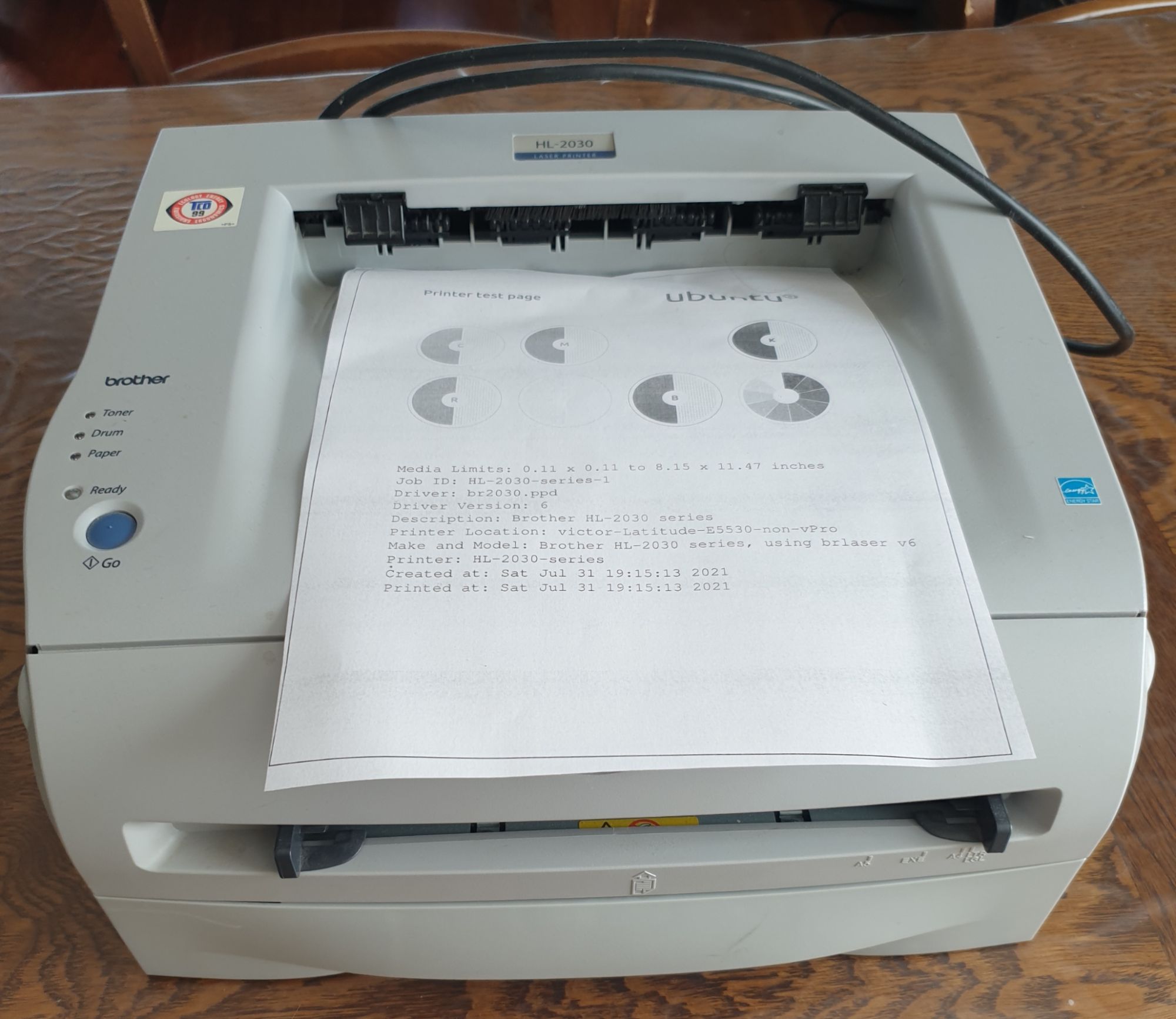 Brother HL-2030 Laser Printer - Monochrome, A4/Legal, 2400 x 600 dpi, 16 ppm, 250-Sheet Capacity, USB