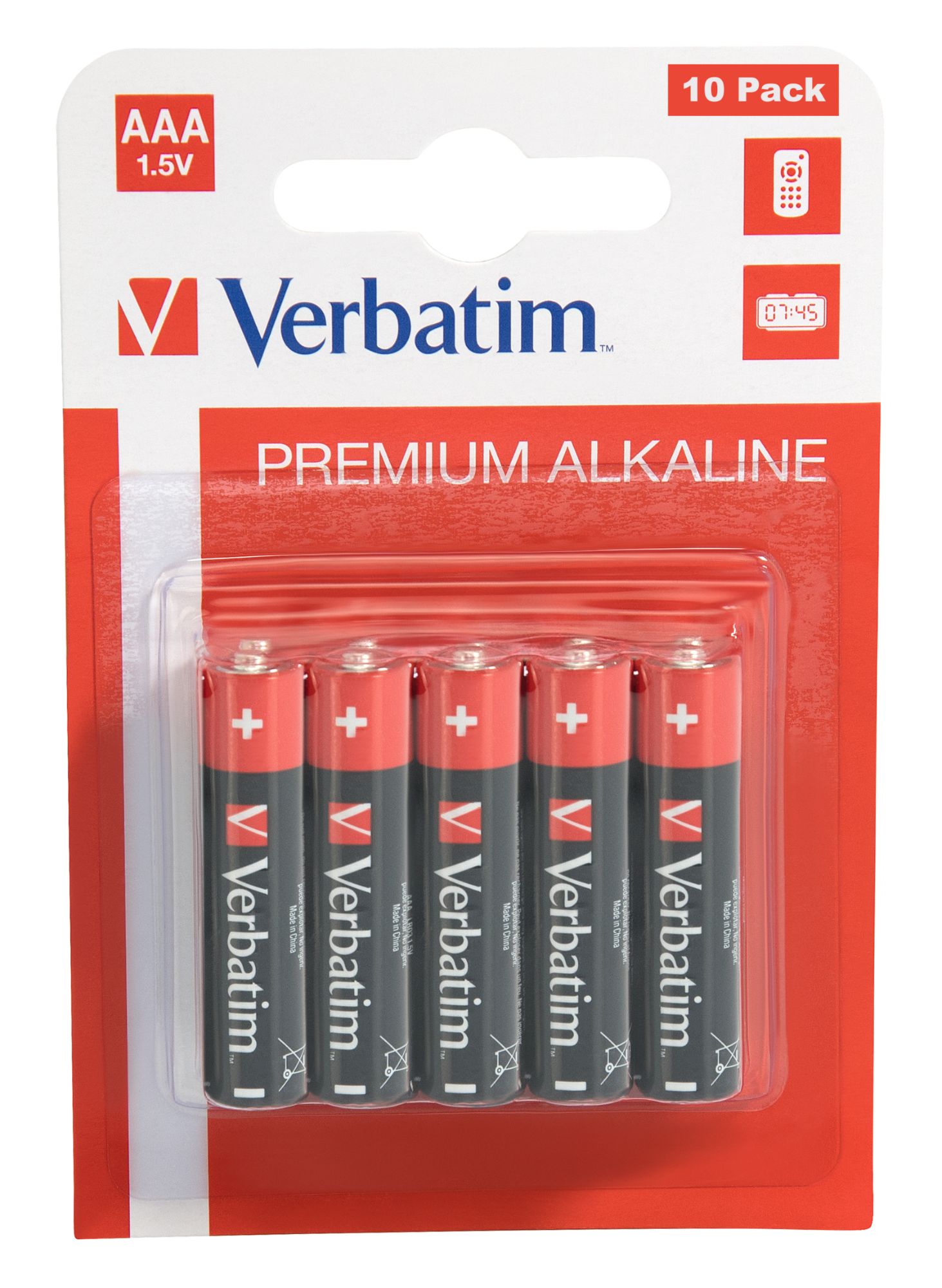 Baterías Verbatim alcalinas Premium AAA (1,5 V, LR03, paquete de 10)