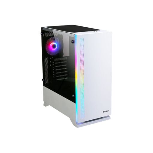 Caja de PC de torre media Zalman S5 RGB con paneles de vidrio - Blanco