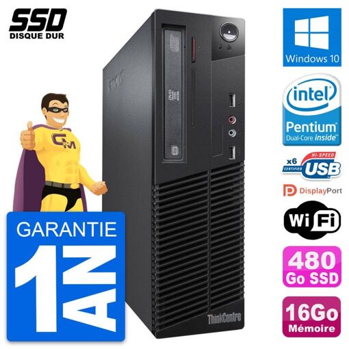 Computadora de escritorio Lenovo ThinkCentre M73 SFF - Procesador Intel Core i3-4160T, 16GB de RAM, 480GB SSD, Windows 10, WiFi