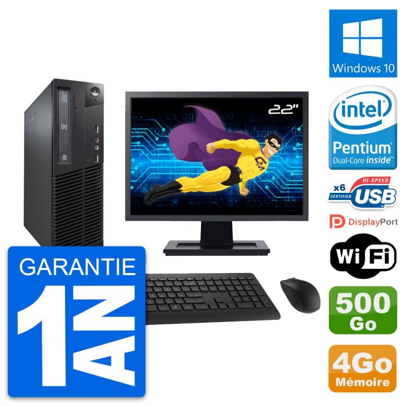 Lenovo M73 SFF Desktop Computer | 22' Screen | Intel G3220 | 4GB RAM | 500GB HDD | Windows 10