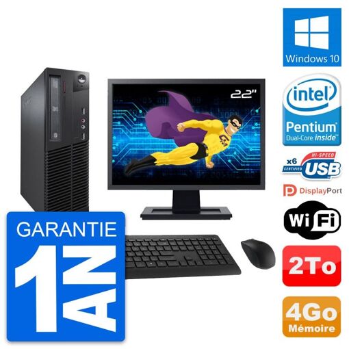 Lenovo M73 SFF Desktop Computer - 22" Screen, Intel G3220, 4GB RAM, 2TB HDD, Windows 10, WiFi
