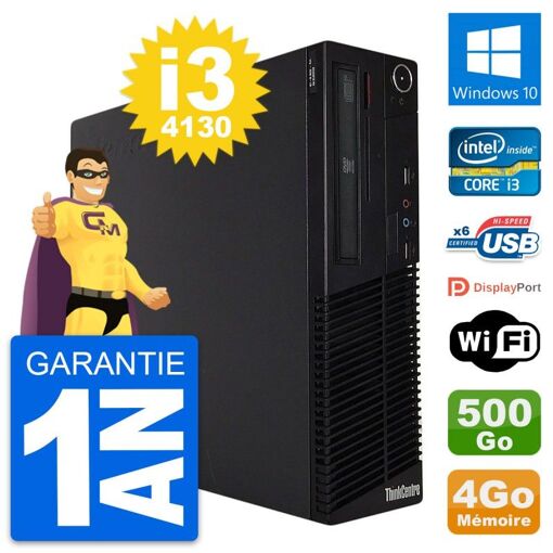 Lenovo ThinkCentre M73 SFF Desktop PC - Intel i3-4130, 4GB RAM, 500GB HDD, Windows 10, WiFi
