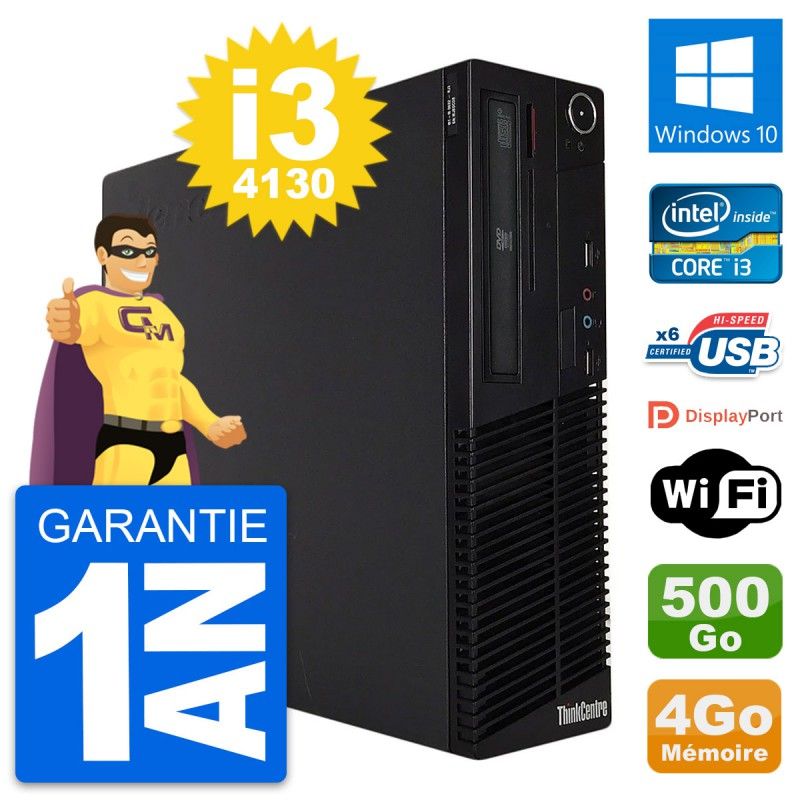Lenovo ThinkCentre M73 SFF Desktop PC - Intel i3-4130, 4GB RAM, 500GB HDD, Windows 10, WiFi