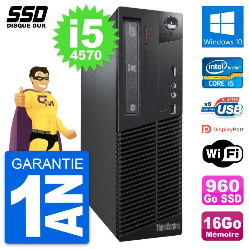 Lenovo ThinkCentre M73 SFF Intel i5-4570 16GB RAM 960GB SSD Windows 10 Wi-Fi