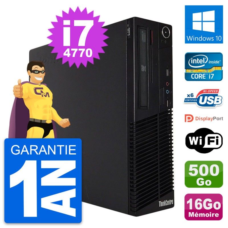 Lenovo M73 SFF Desktop PC - Intel Core i7-4770, 16GB RAM, 500GB HDD, Windows 10, WiFi
