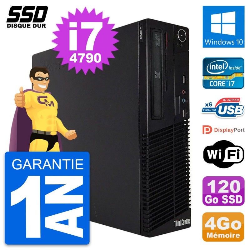 Lenovo ThinkCentre M73 SFF Intel i7-4790 4GB RAM 120GB SSD Windows 10 Wi-Fi