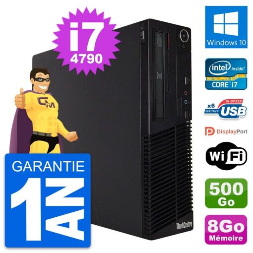 Lenovo ThinkCentre M73 SFF Desktop - Intel i7-4790, 8GB RAM, 500GB HDD, Windows 10, WiFi