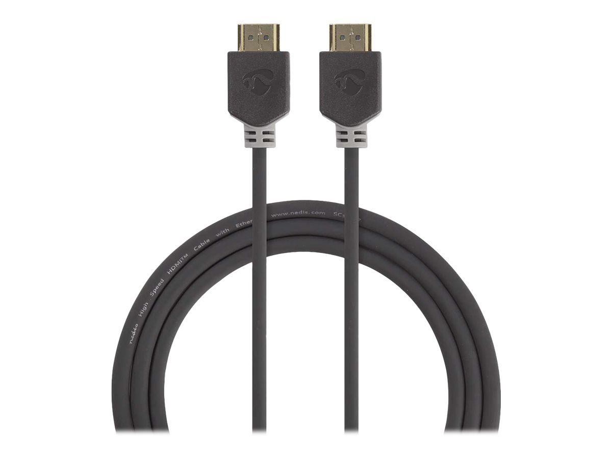 Nedis HDMI Cable with Ethernet - 5m, Armored, Black, Round