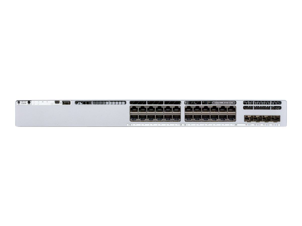 Cisco Catalyst 9300L - Conmutador gestionado - 24x10/100/1000 (UPOE) + 4xSFP+ 10G (subida de enlace) - Montable en rack - UPOE (880 W)