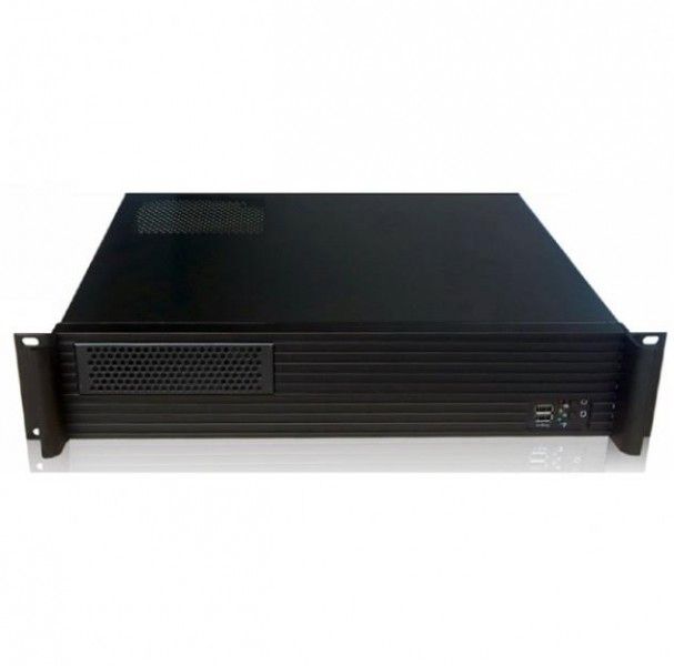 IC Intracom I-CASE IPC-240L - 2U Rack Mount - Micro ATX - No Power Supply (ATX/PS2) - Black - USB