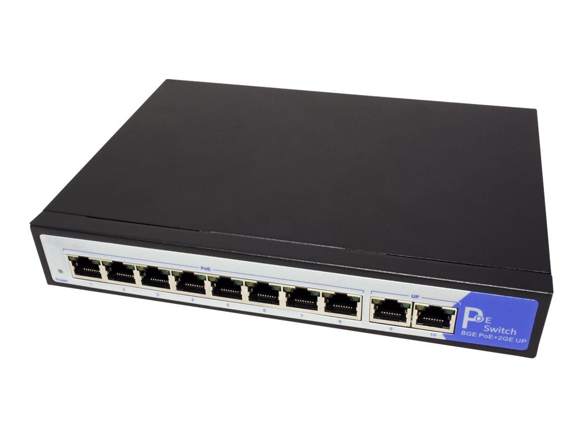 Secomp PoE Switch - 8 x 10/100/1000 (PoE) + 2 x 10/100/1000 (Uplink) - Desk Mount