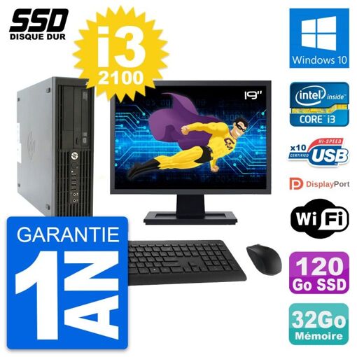 HP Z210 SFF Desktop Computer | 19" Screen | Intel Core i3-2100 | 32GB RAM | 120GB SSD | Windows 10 | Wi-Fi