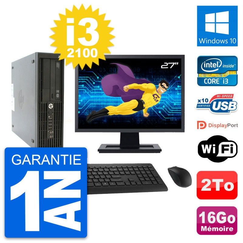 Computadora de escritorio HP Z210 SFF | Pantalla de 27 pulgadas | Intel Core i3-2100 | 16 GB RAM | Disco duro de 2 TB | Windows 10