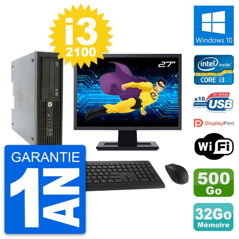 Computadora de escritorio HP Z210 SFF, pantalla de 27'', procesador Intel i3-2100, 32 GB de RAM, disco duro de 500 GB, Windows 10, WiFi