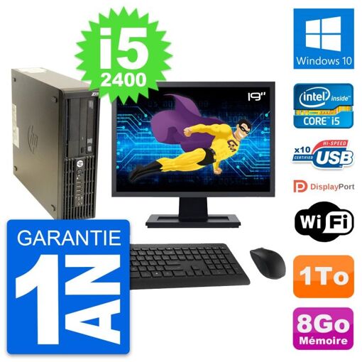 HP Z210 SFF Desktop Computer - 19" Screen, Intel Core i5-2400, 8GB RAM, 1TB HDD, Windows 10, WiFi