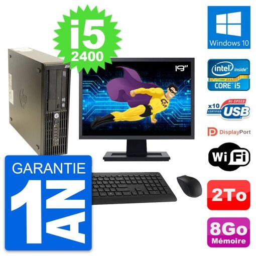 HP Z210 SFF Desktop Computer | 19" Screen | Intel Core i5-2400 | 8GB RAM | 2TB HDD | Windows 10 | WiFi