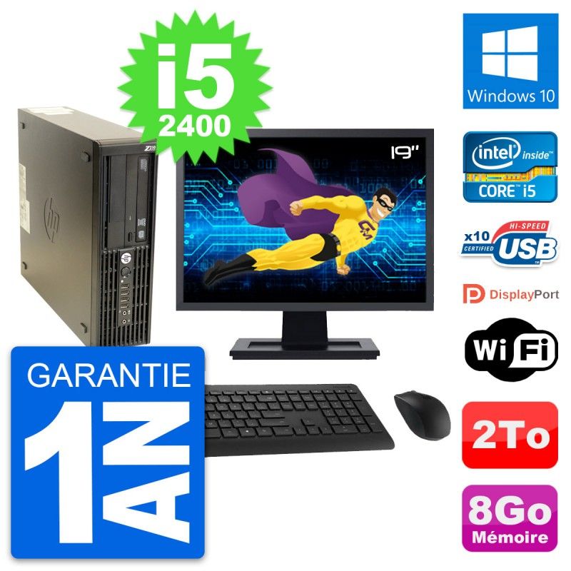 HP Z210 SFF Desktop Computer | 19" Screen | Intel Core i5-2400 | 8GB RAM | 2TB HDD | Windows 10 | WiFi