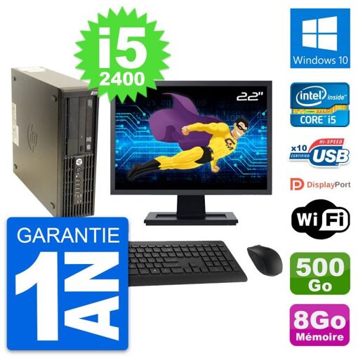 HP Z210 SFF Desktop Computer - 22" Screen, Intel i5-2400, 8GB RAM, 500GB HDD, Windows 10, WiFi