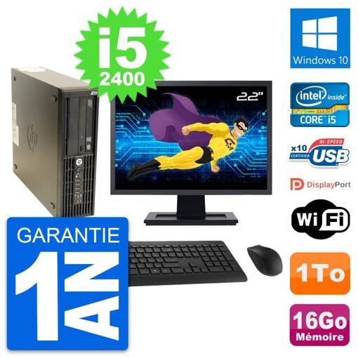 Computadora de escritorio HP Z210 SFF - Pantalla de 22', Procesador Intel Core i5-2400, 16 GB de RAM, 1 TB HDD, Windows 10, WiFi