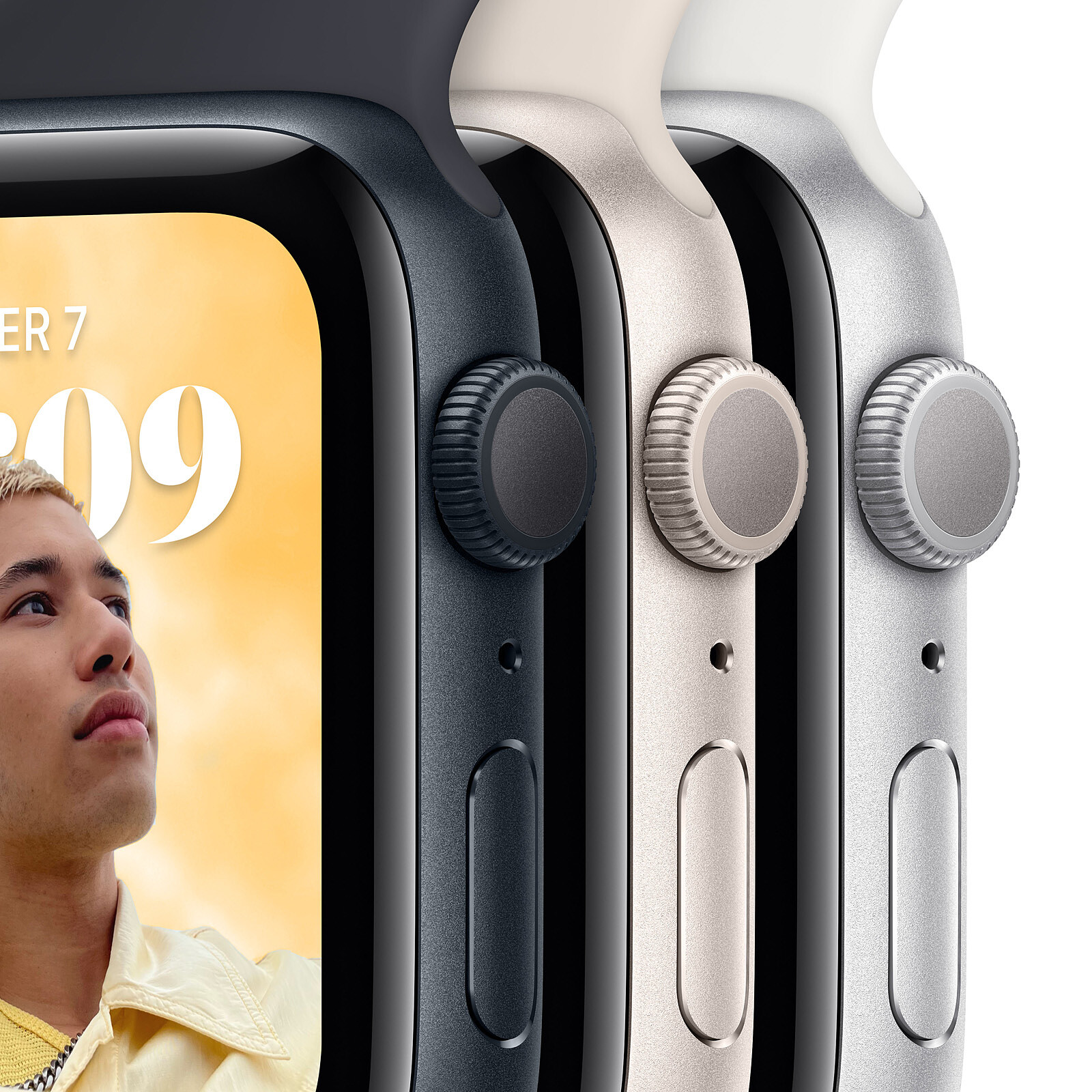 Apple Watch SE (2022) Silver Aluminium Sport Band White 44 mm